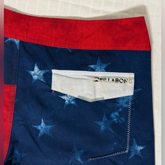 Billabong Board Shorts Swim Trunks American Flag Patriotic Stars Stripes Size 32 - Picture 3 of 14